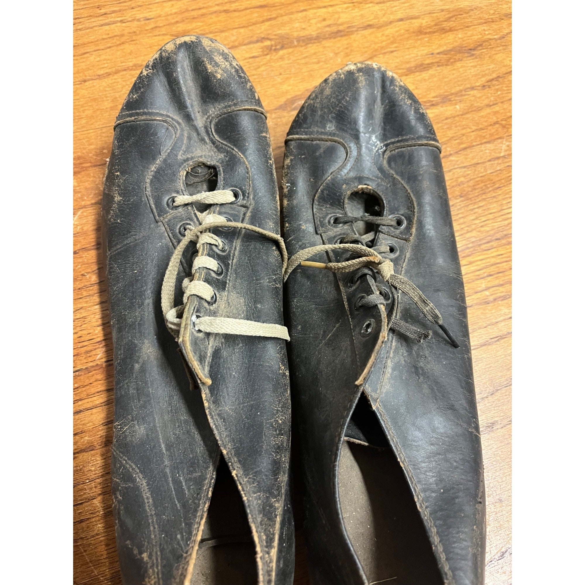 Antique Vintage Early 1910s-1920s Baseball Leather Cleats Shoes Black