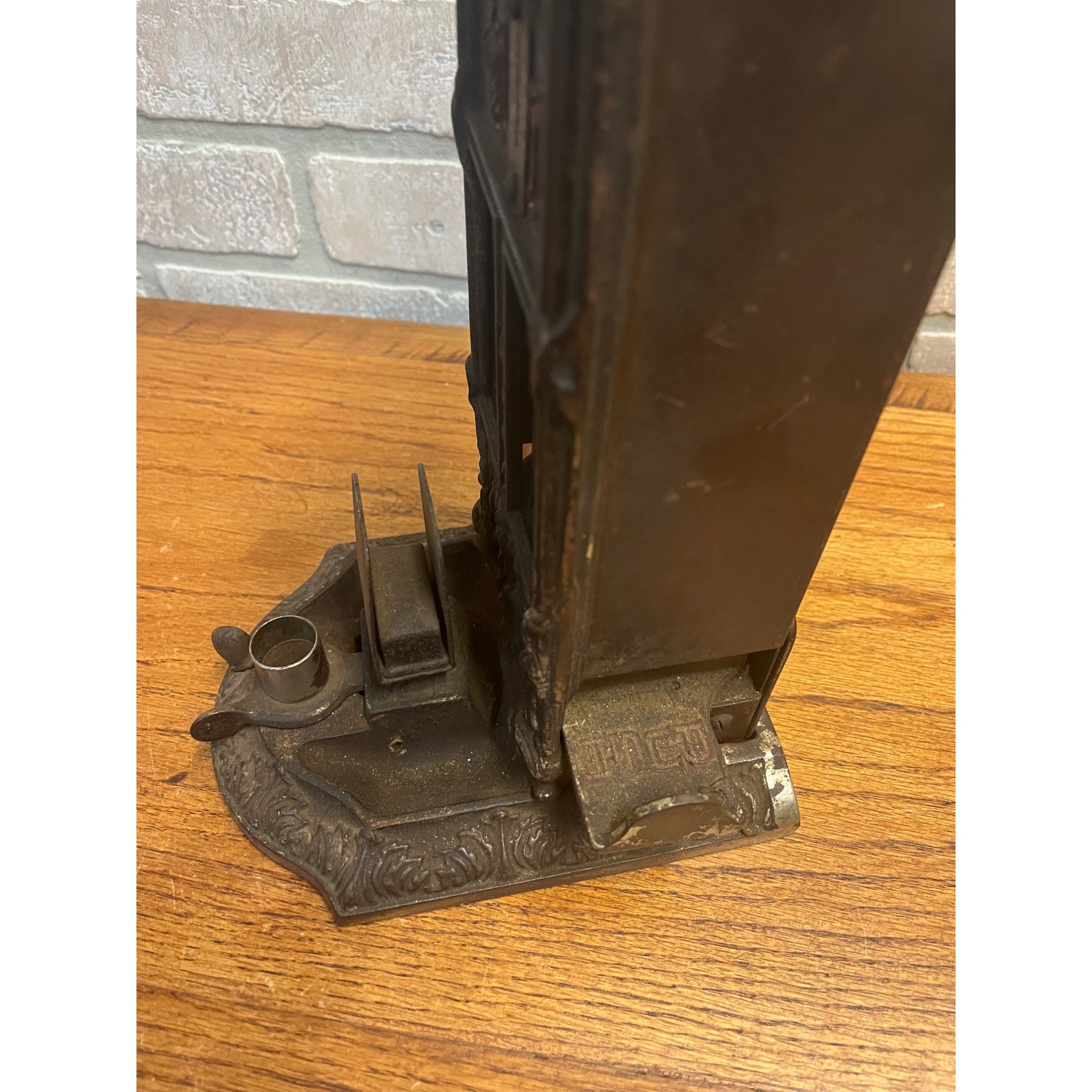Antique Cast Iron Boxed Matches Vending Machine Penny Coin-Op 1¢ w/ Cigar Cutter