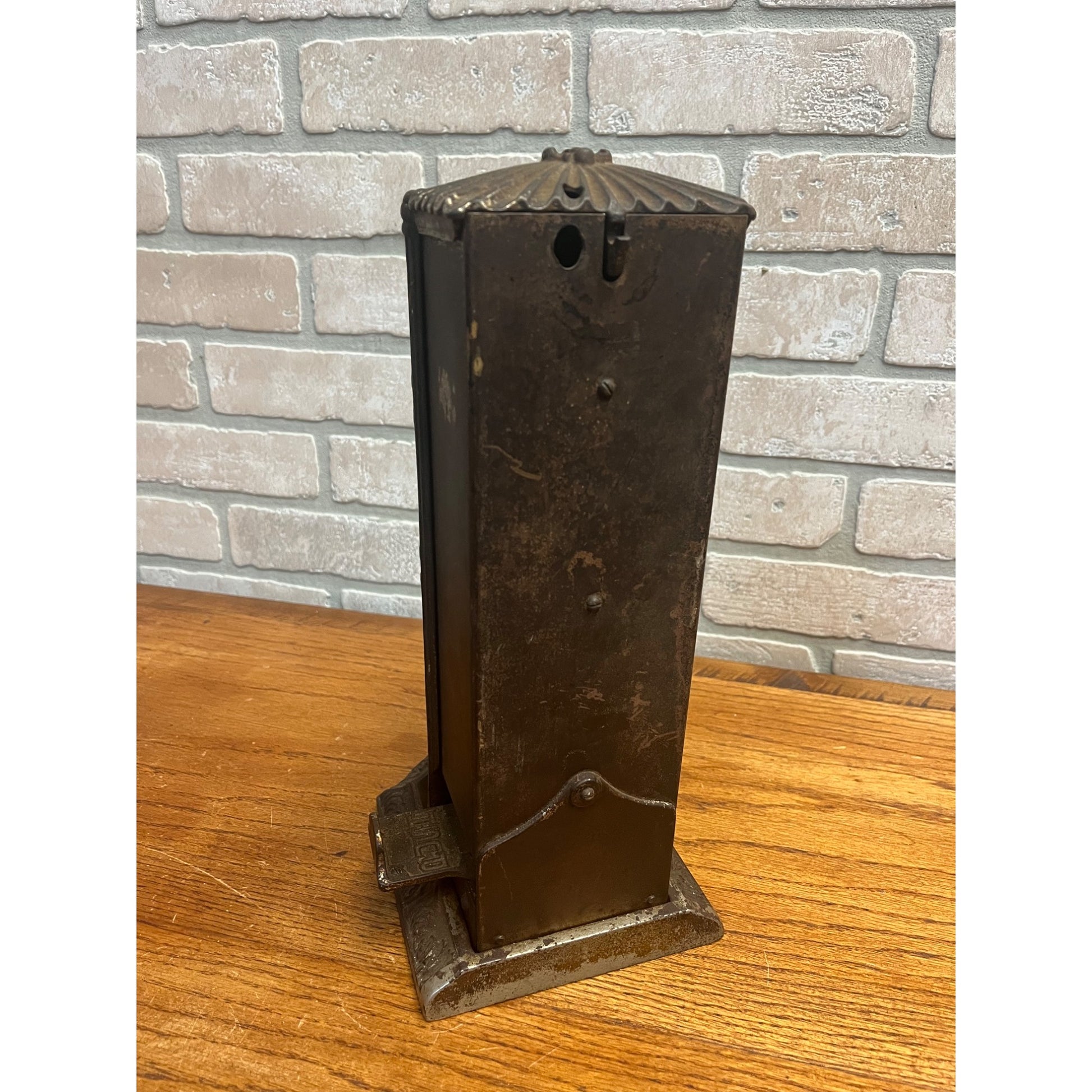 Antique Cast Iron Boxed Matches Vending Machine Penny Coin-Op 1¢ w/ Cigar Cutter
