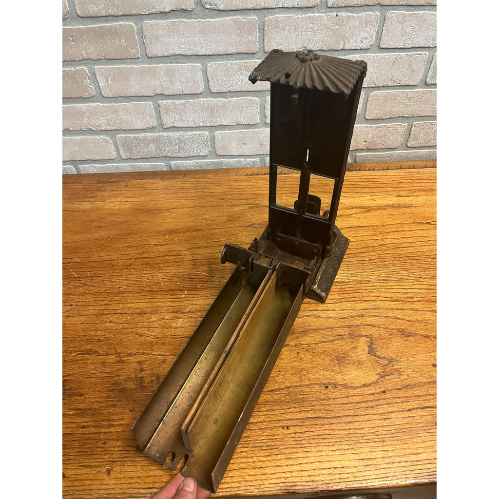 Antique Cast Iron Boxed Matches Vending Machine Penny Coin-Op 1¢ w/ Cigar Cutter