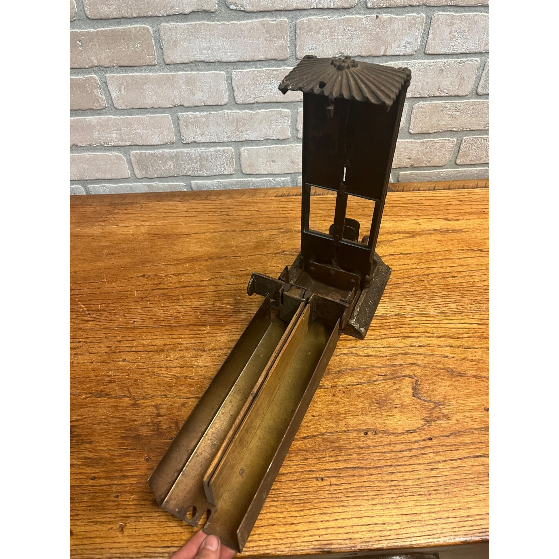 Antique Cast Iron Boxed Matches Vending Machine Penny Coin-Op 1¢ w/ Cigar Cutter
