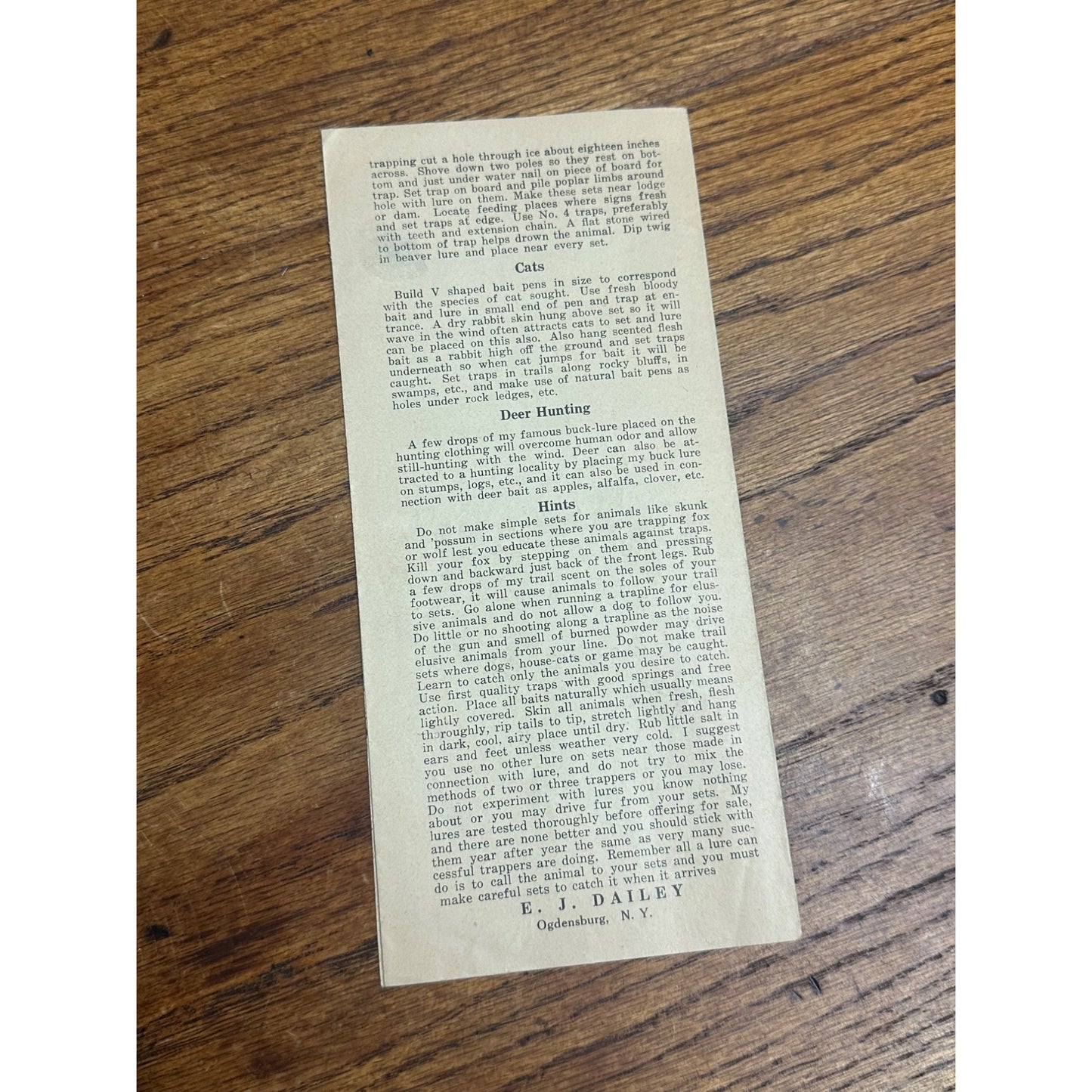 Vintage 1920s E. J. Dailey Super Trapping Methods Hunting Brochure Tips Guide