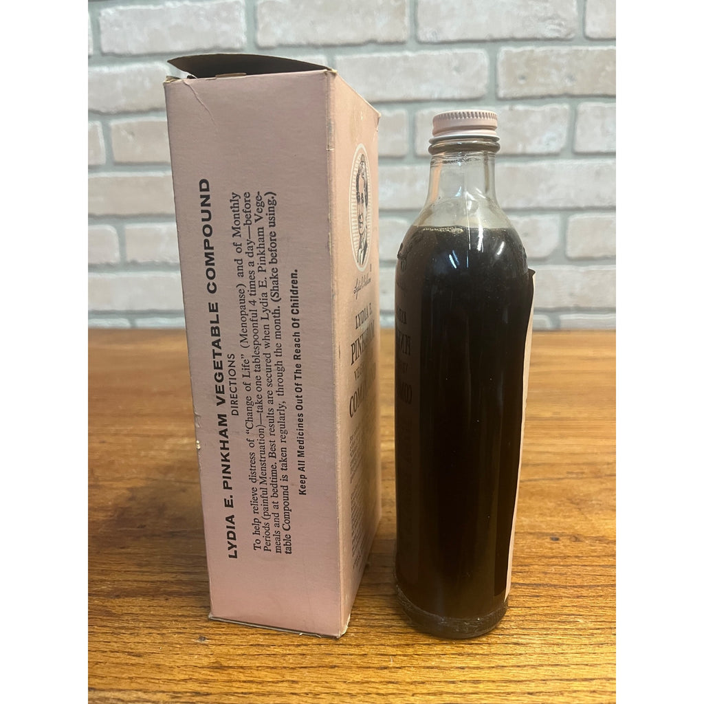 FULL - Lydia E. Pinkham Vegetable Compound in Glass Bottle Original Box 14.5 Oz