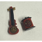 Vintage Cracker Jack Kobe Pop Out Eyes Charms Lot (2) Violin & Lantern Gumball
