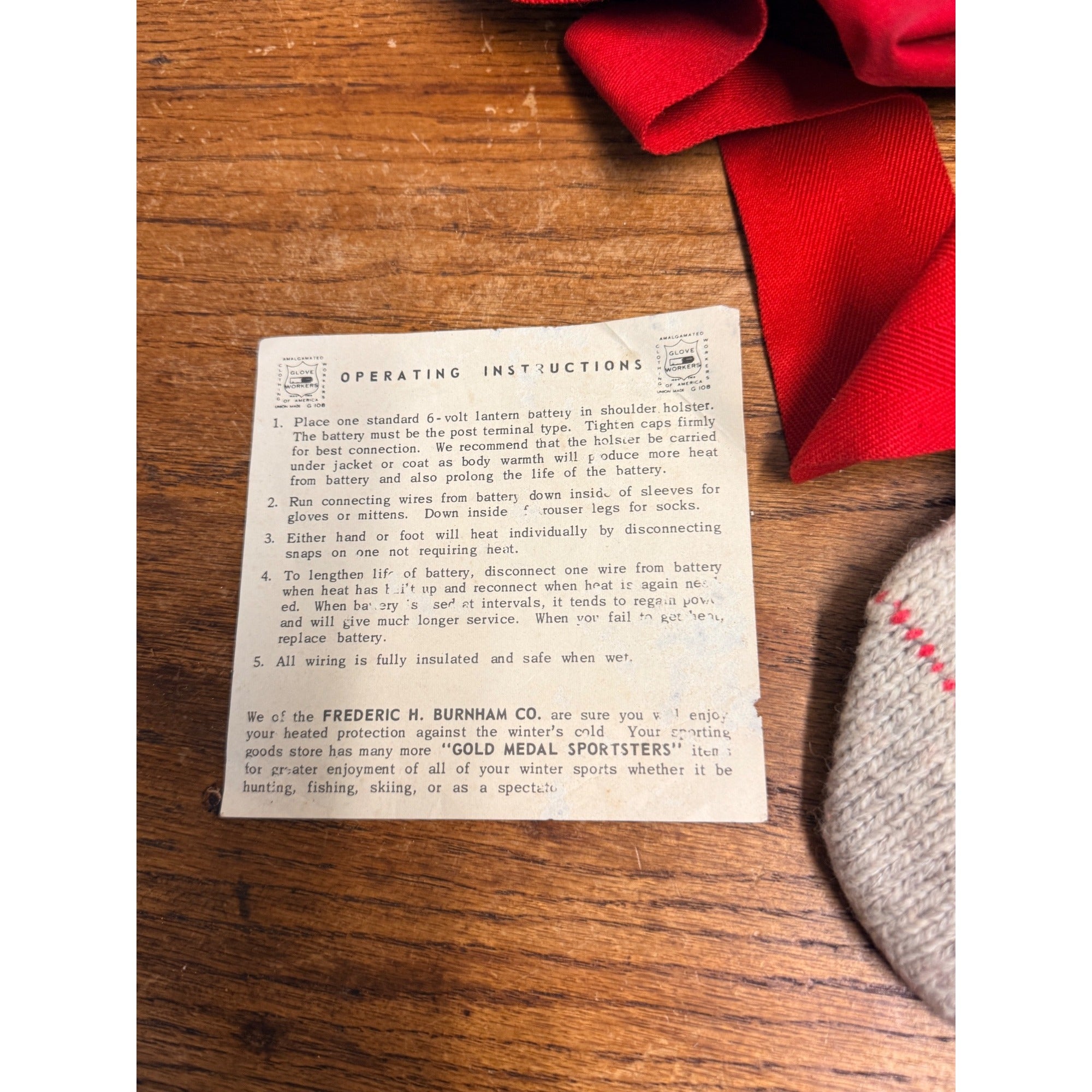 Vintage 1950s Burnham Battery Heated Socks w/ Store Box Michigan City IN Hunting