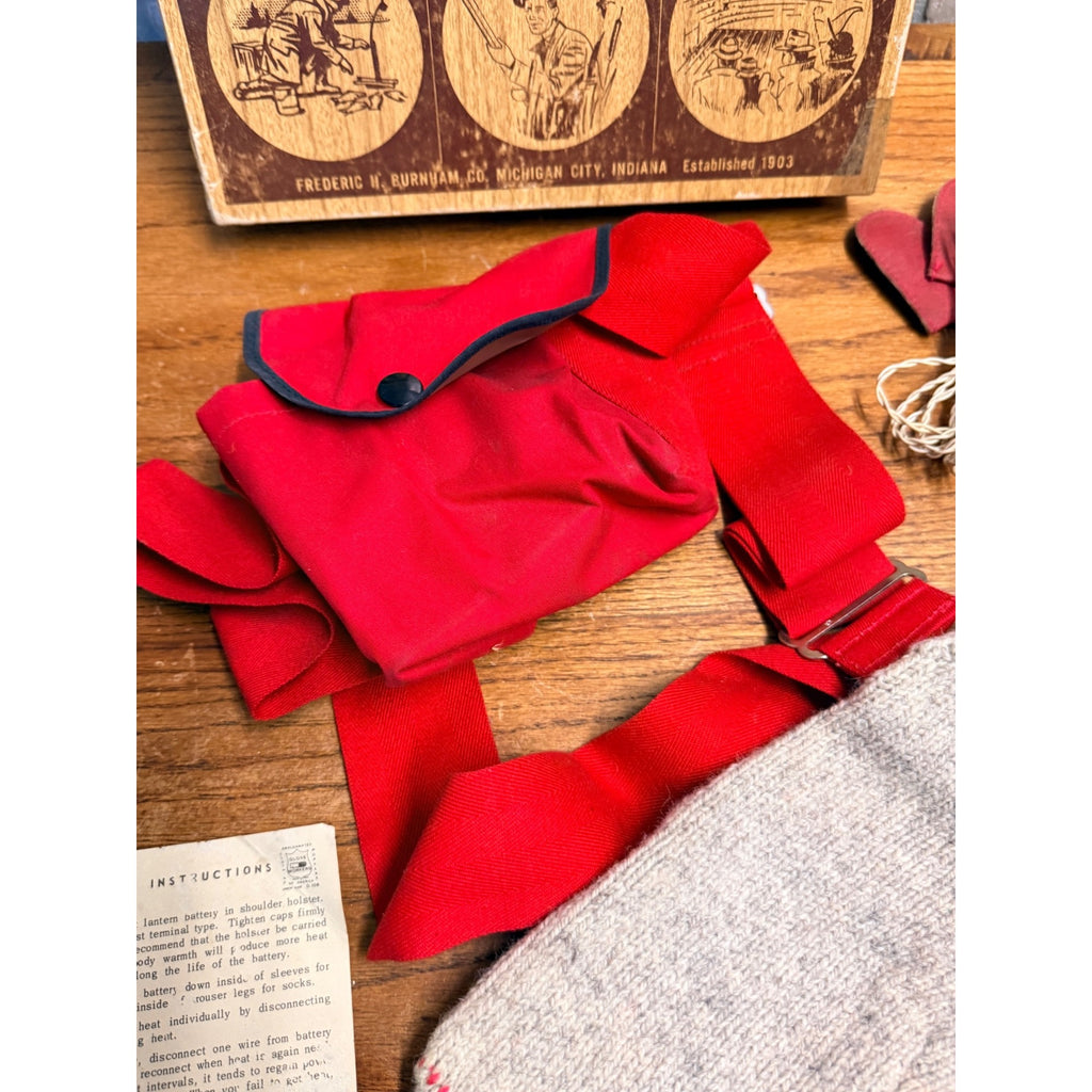 Vintage 1950s Burnham Battery Heated Socks w/ Store Box Michigan City IN Hunting