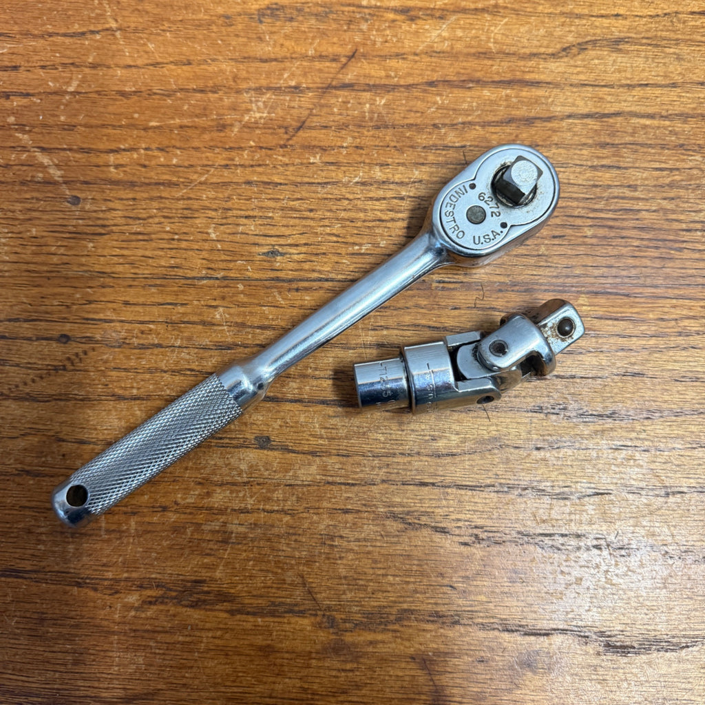 Vintage Hand Tool Indestro Socket Wrench 6272 and Socket 3217 Set