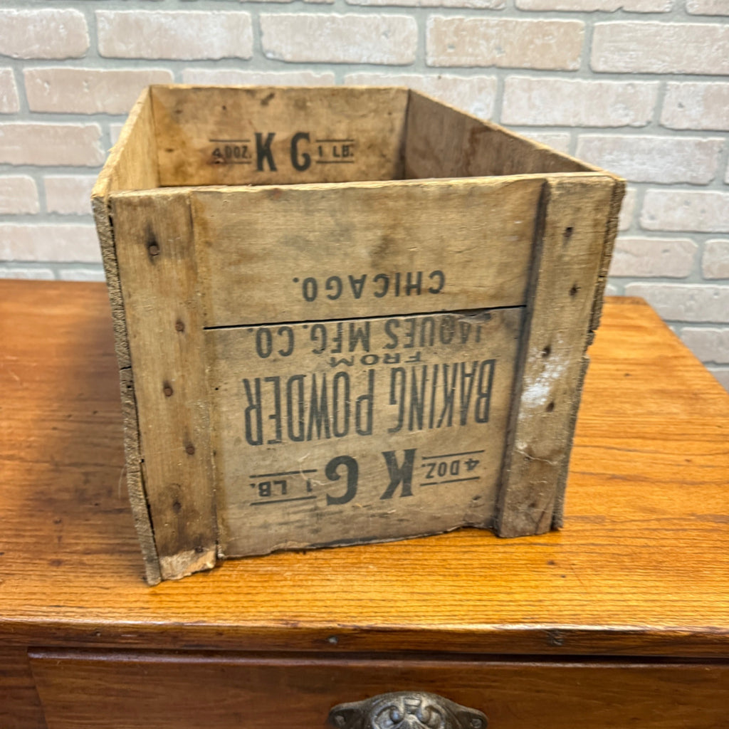 Antique KC Baking Powder Wooden Crate Jacques Mfg. Co. Chicago As-is