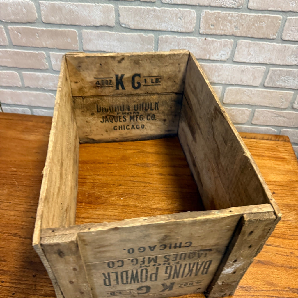 Antique KC Baking Powder Wooden Crate Jacques Mfg. Co. Chicago As-is