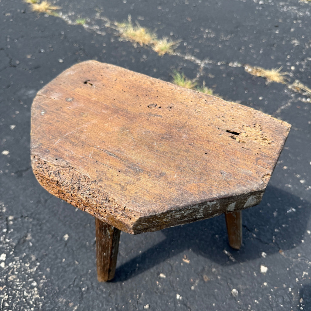 Antique Primitive 19th c. Milking Stool Farm Dairy Wooden AAFA Farmhouse 3-Leg 1800s Decor