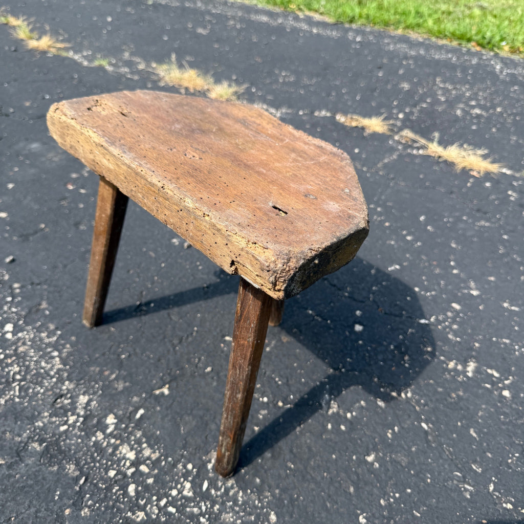 Antique Primitive 19th c. Milking Stool Farm Dairy Wooden AAFA Farmhouse 3-Leg 1800s Decor