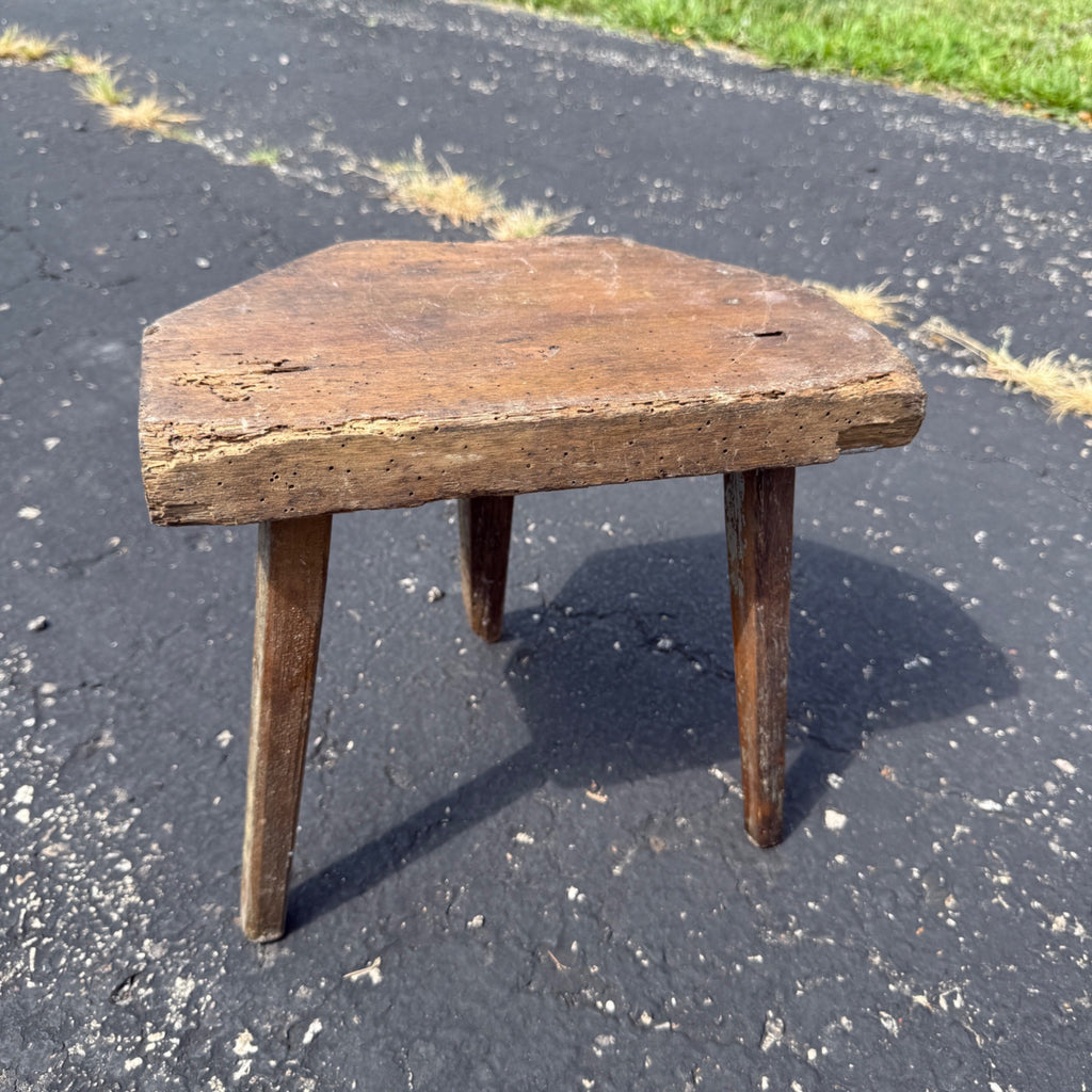 Antique Primitive 19th c. Milking Stool Farm Dairy Wooden AAFA Farmhouse 3-Leg 1800s Decor