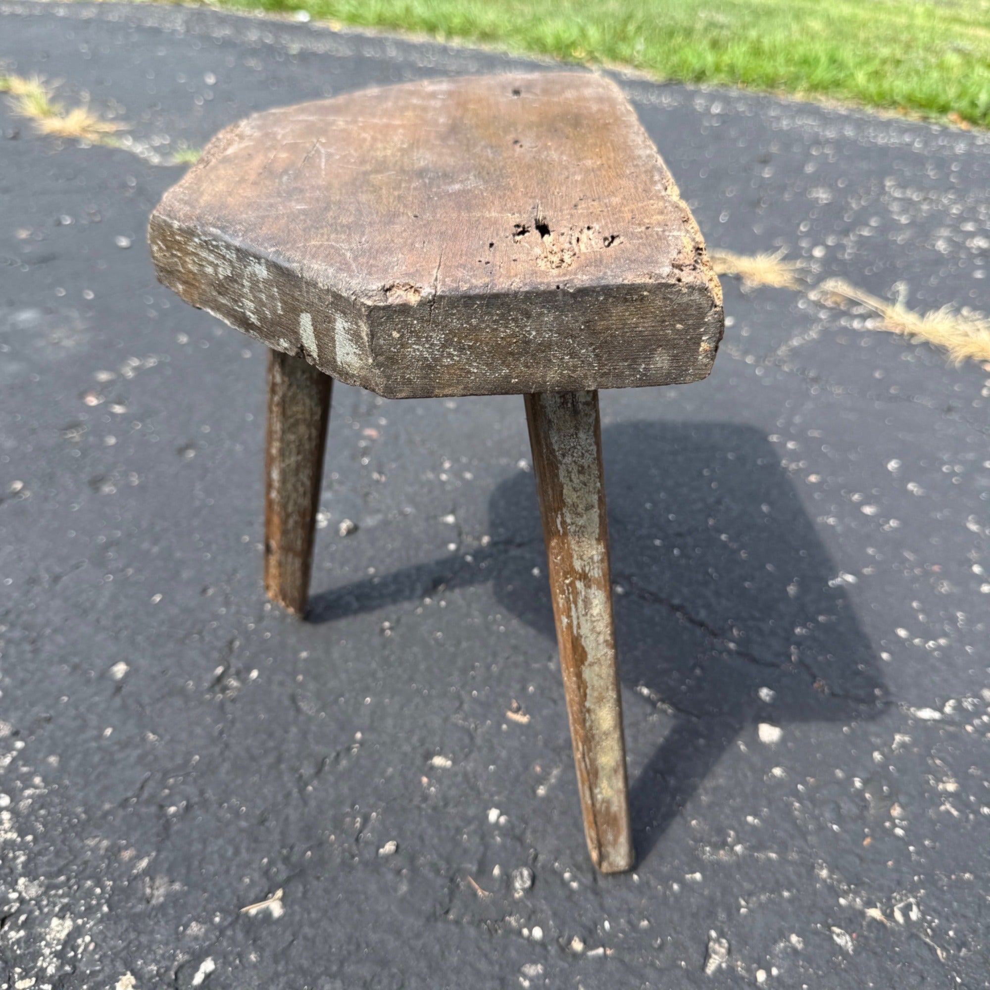 Antique Primitive 19th c. Milking Stool Farm Dairy Wooden AAFA Farmhouse 3-Leg 1800s Decor