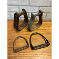 Antique Primitive Horse Wooden & Cast Iron Stirrups Western Equestrian Farmhouse