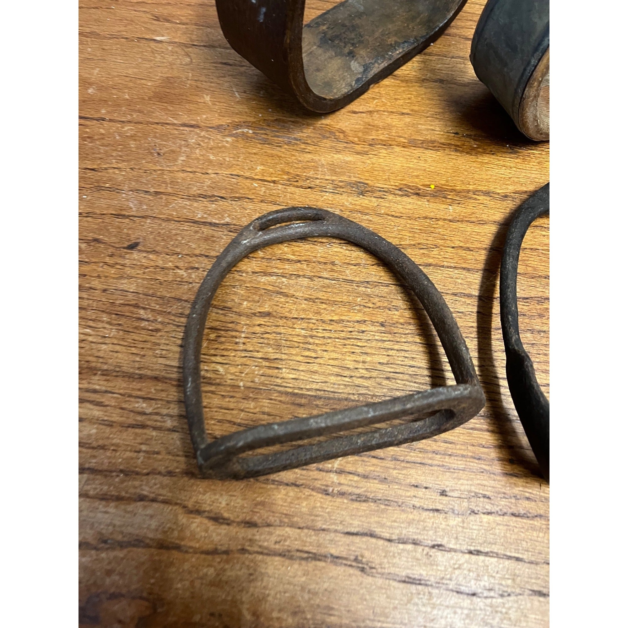 Antique Primitive Horse Wooden & Cast Iron Stirrups Western Equestrian Farmhouse