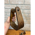 Antique Primitive Horse Wooden & Cast Iron Stirrups Western Equestrian Farmhouse