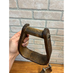 Antique Primitive Horse Wooden & Cast Iron Stirrups Western Equestrian Farmhouse