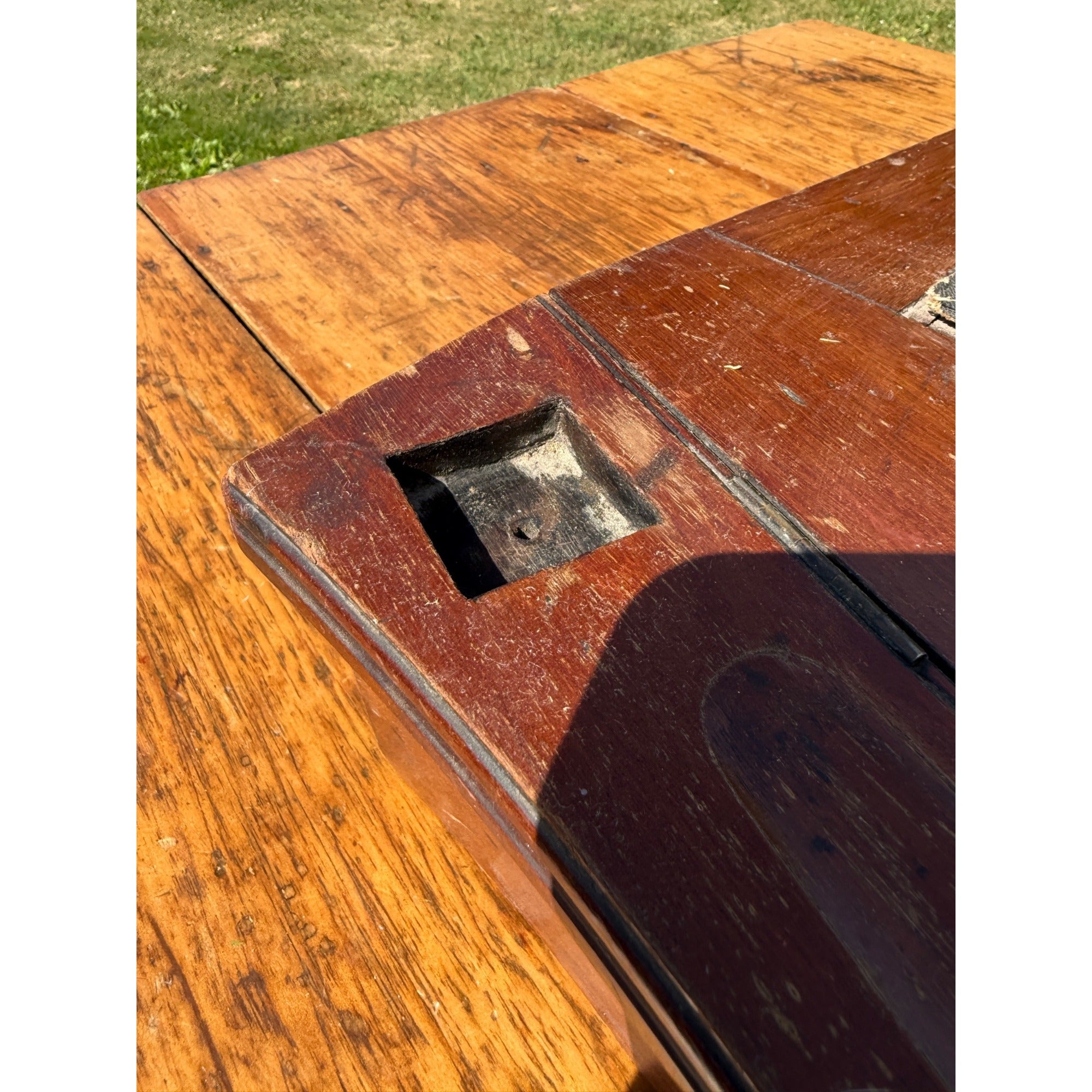 Early 19th C American Nautical Lap Desk Mahogany Sextant Case Form Writing Box