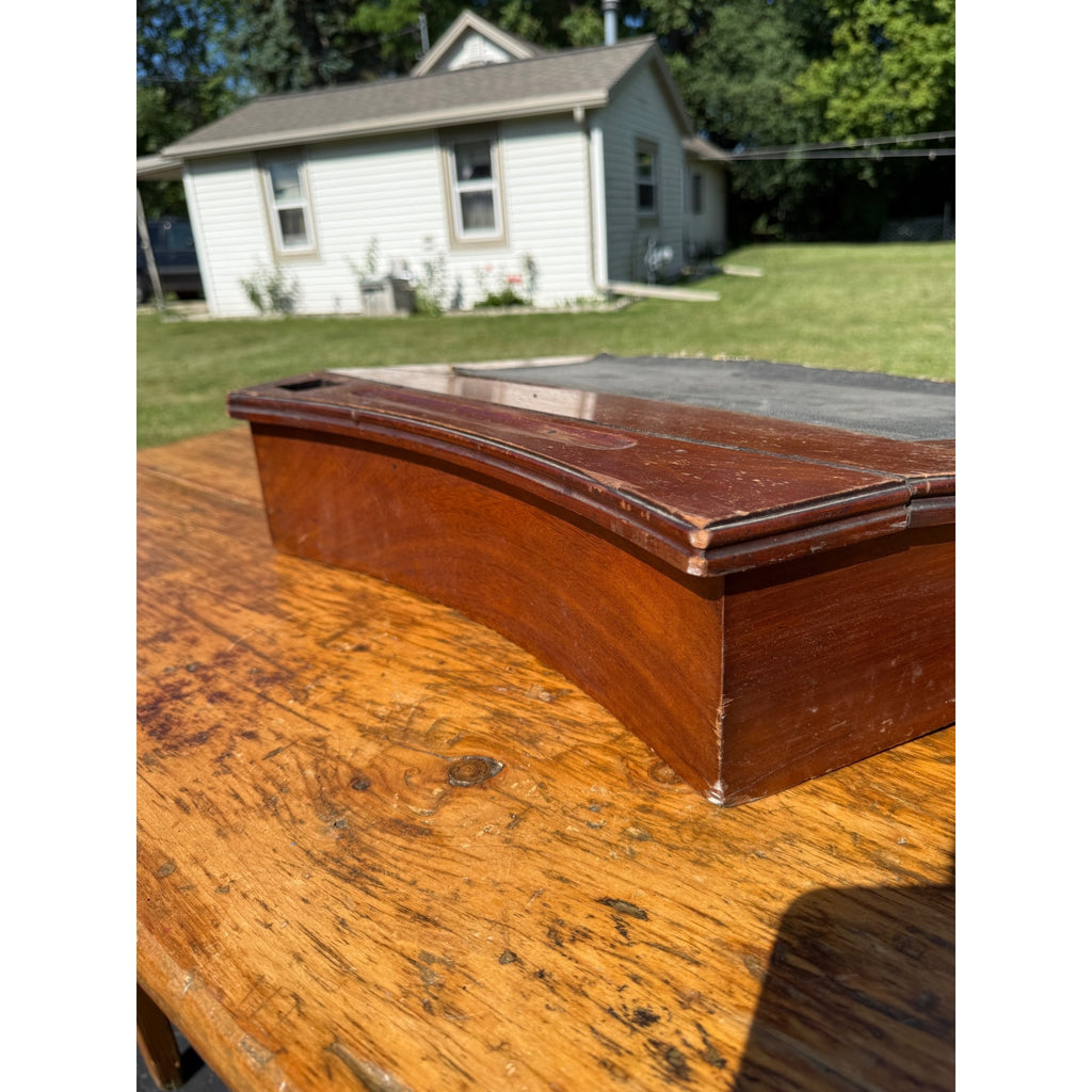 Early 19th C American Nautical Lap Desk Mahogany Sextant Case Form Writing Box