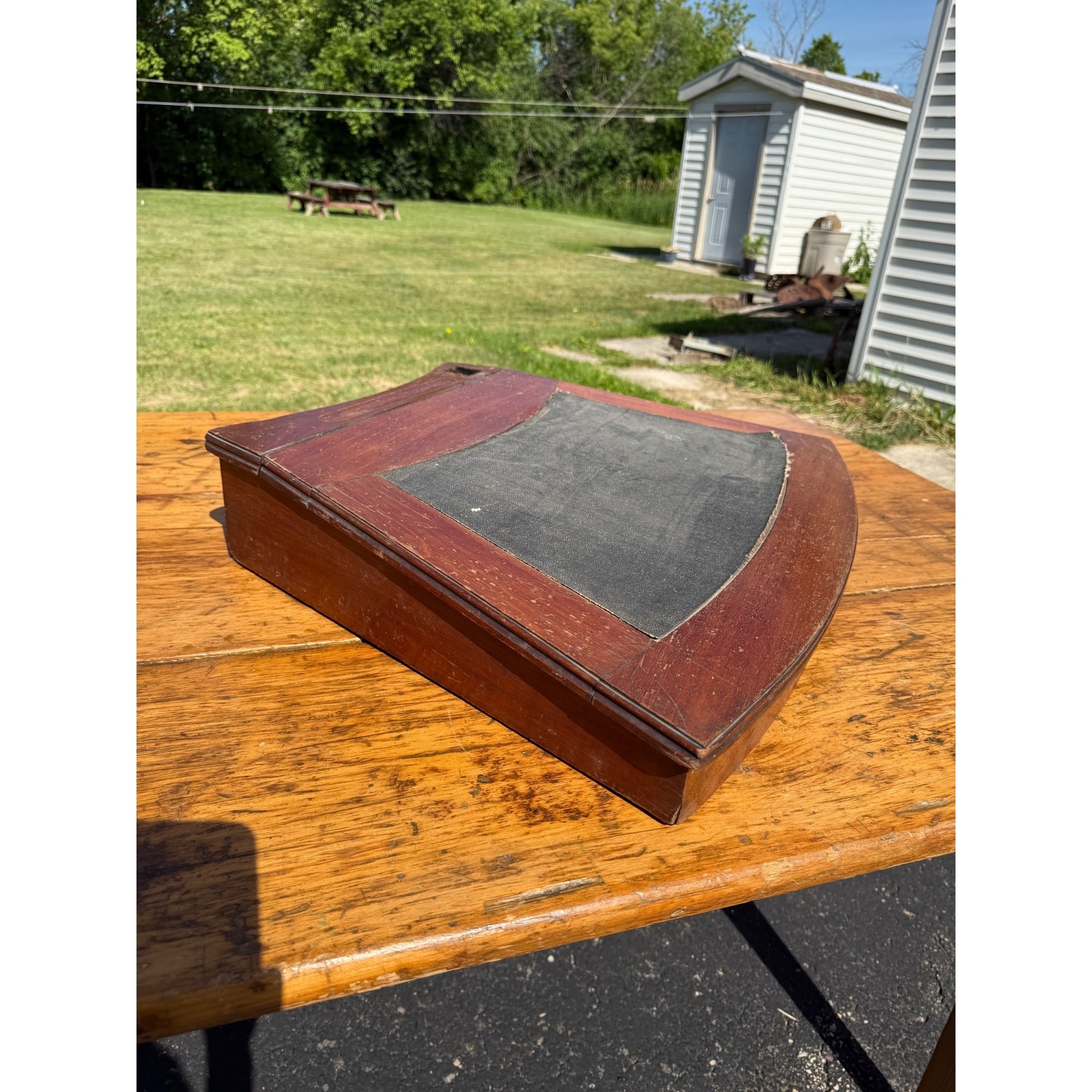 Early 19th C American Nautical Lap Desk Mahogany Sextant Case Form Writing Box