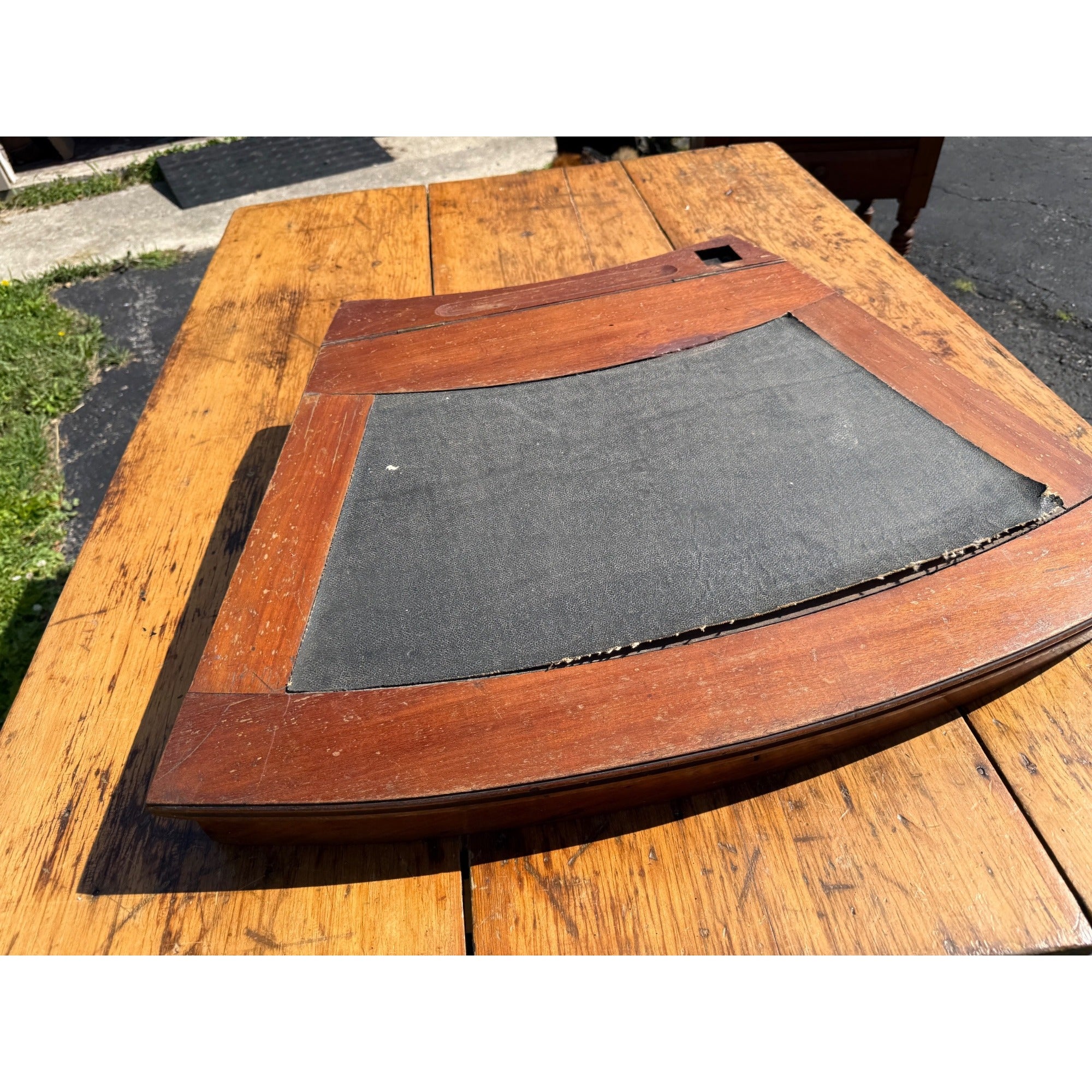 Early 19th C American Nautical Lap Desk Mahogany Sextant Case Form Writing Box