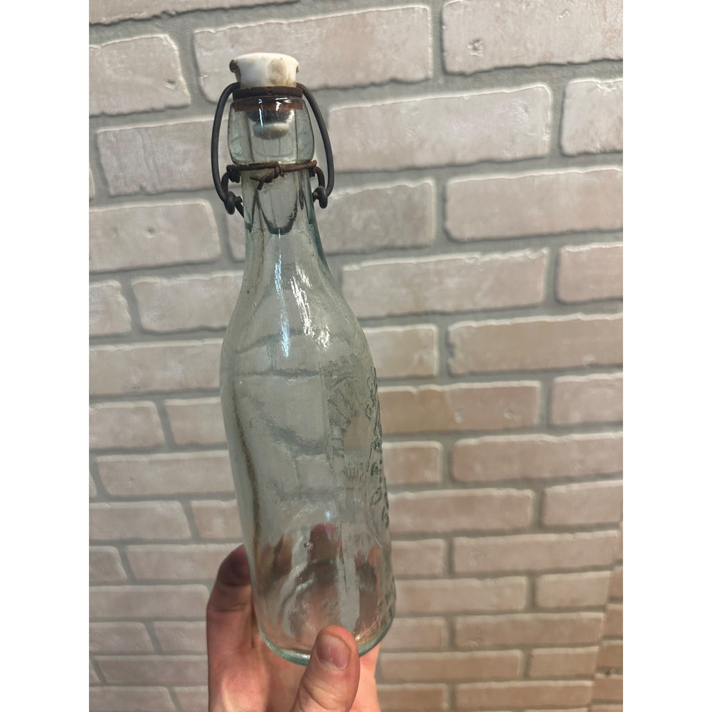 Pre-Pro O.P. Rockefeller Blob Beer Bottle Aqua Blue Embossed Sunbury PA w/ Stopper