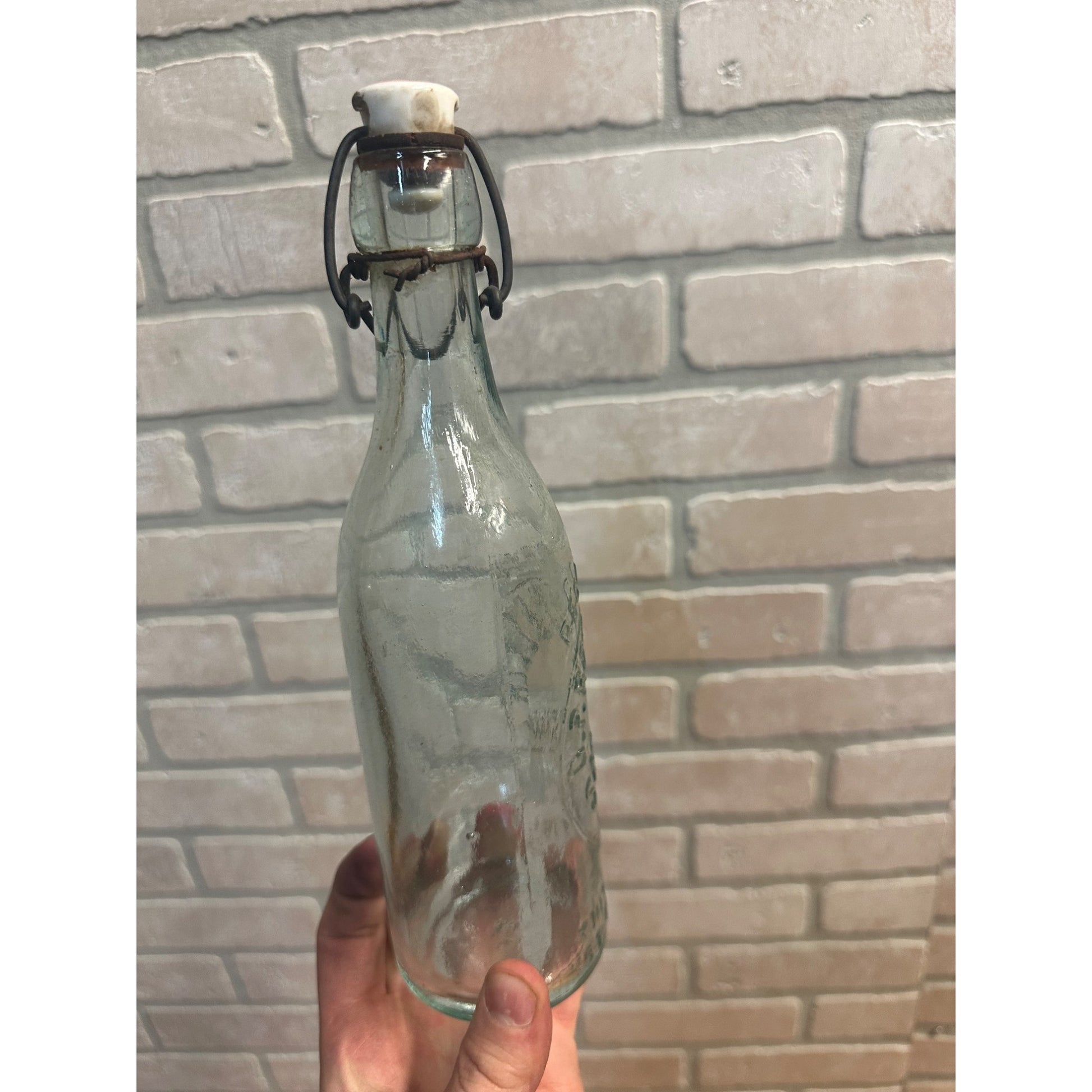 Pre-Pro O.P. Rockefeller Blob Beer Bottle Aqua Blue Embossed Sunbury PA w/ Stopper