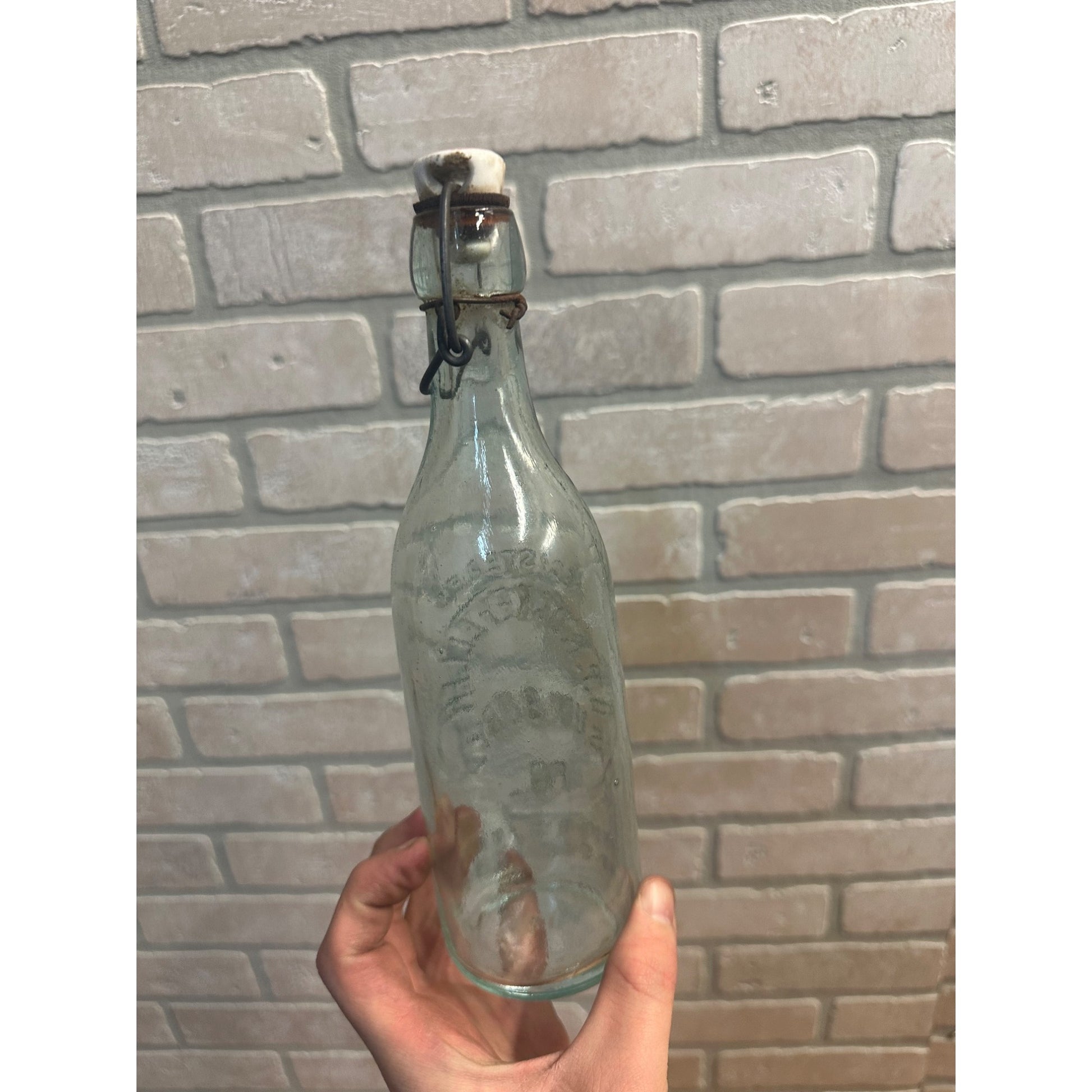 Pre-Pro O.P. Rockefeller Blob Beer Bottle Aqua Blue Embossed Sunbury PA w/ Stopper