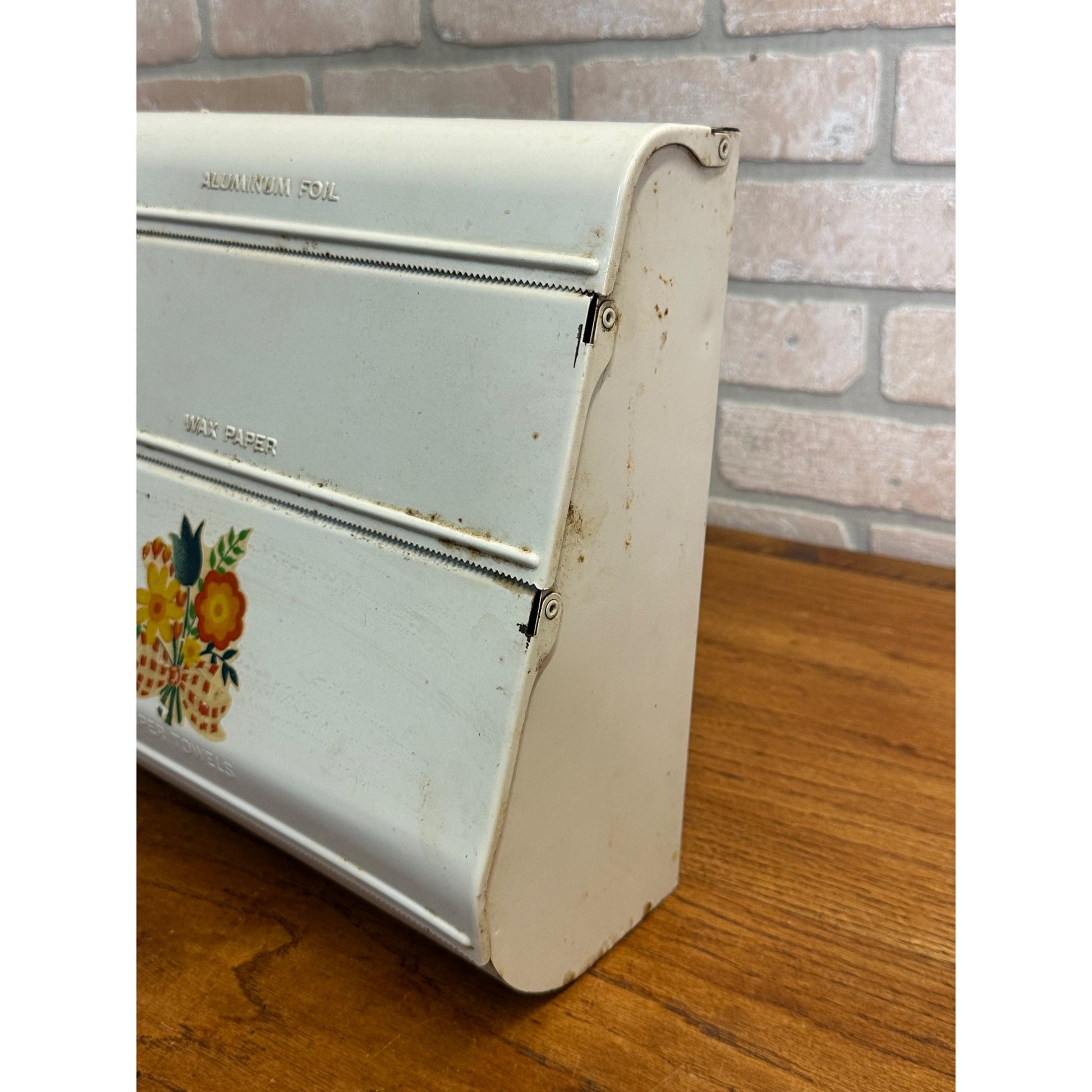 Vintage 1950s Kitchen Foil Wax Paper Towel Dispenser Organizer Wall Mount Caddy