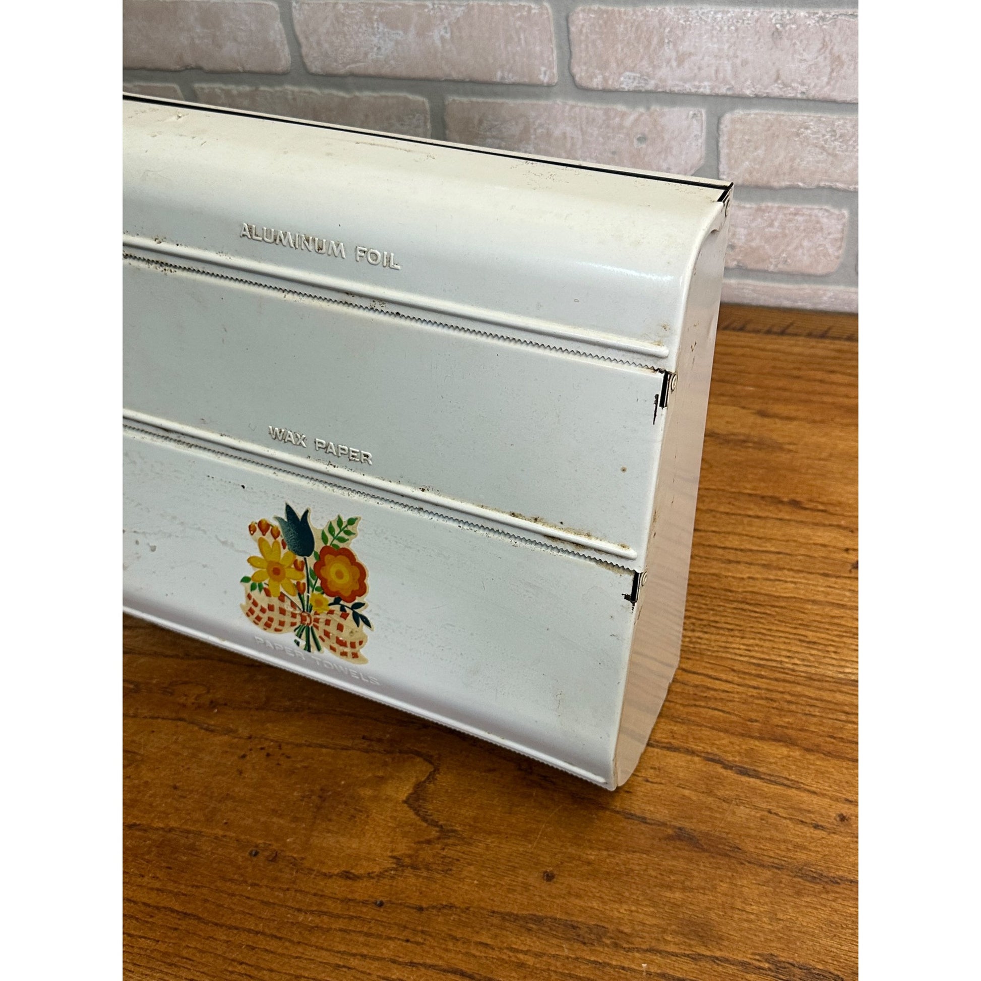 Vintage 1950s Kitchen Foil Wax Paper Towel Dispenser Organizer Wall Mount Caddy