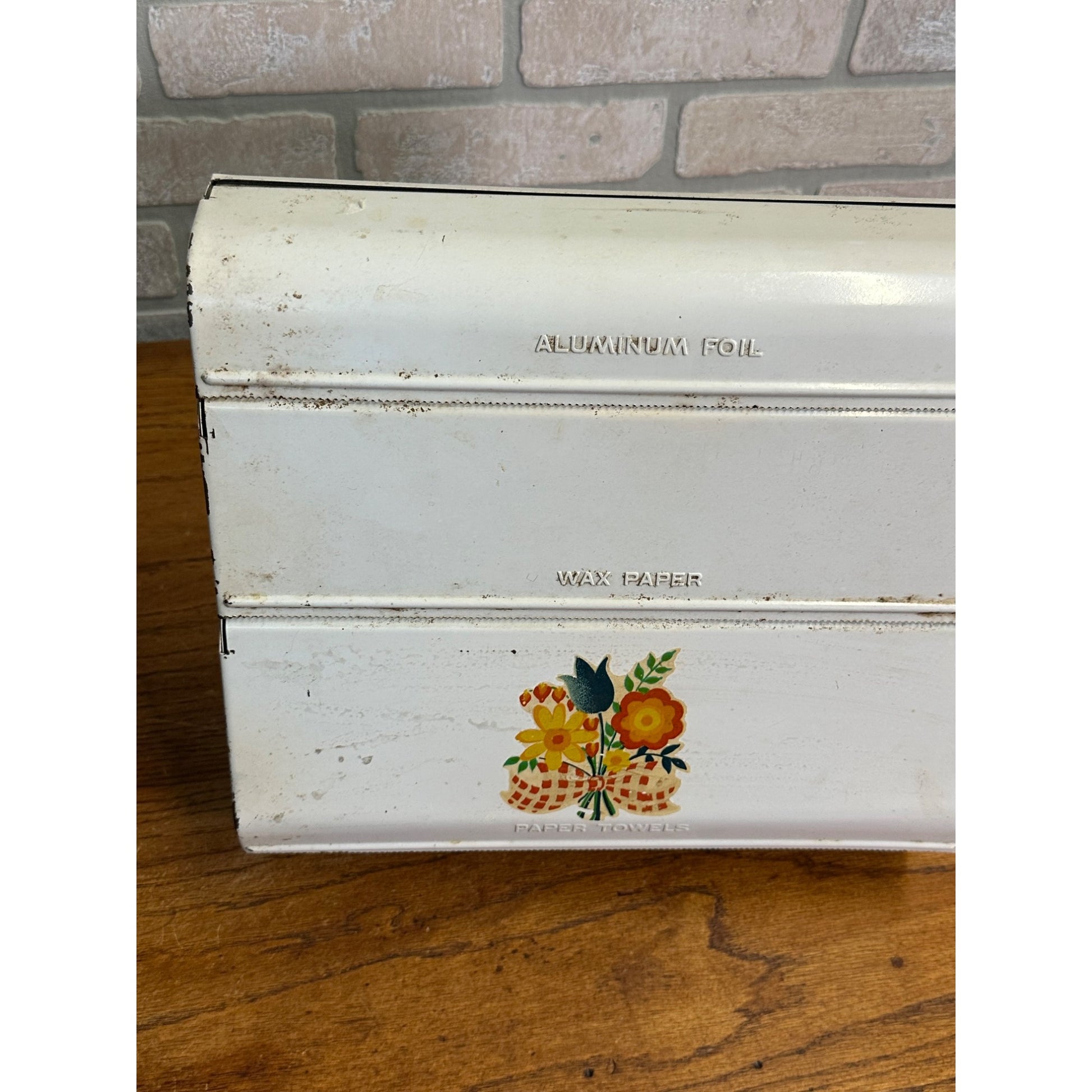 Vintage 1950s Kitchen Foil Wax Paper Towel Dispenser Organizer Wall Mount Caddy
