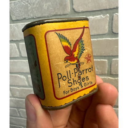 Vintage 1930s Poll Parrot Shoes Litho Advertising Child's Coin Bank Tin