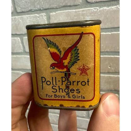 Vintage 1930s Poll Parrot Shoes Litho Advertising Child's Coin Bank Tin