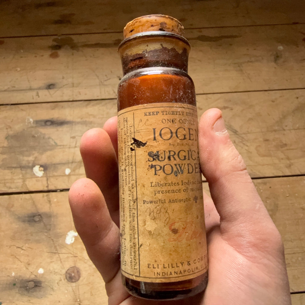 Vintage Iogen Surgical Powder Drug Store Pharmacy Bottle Eli Lilly Indianapolis