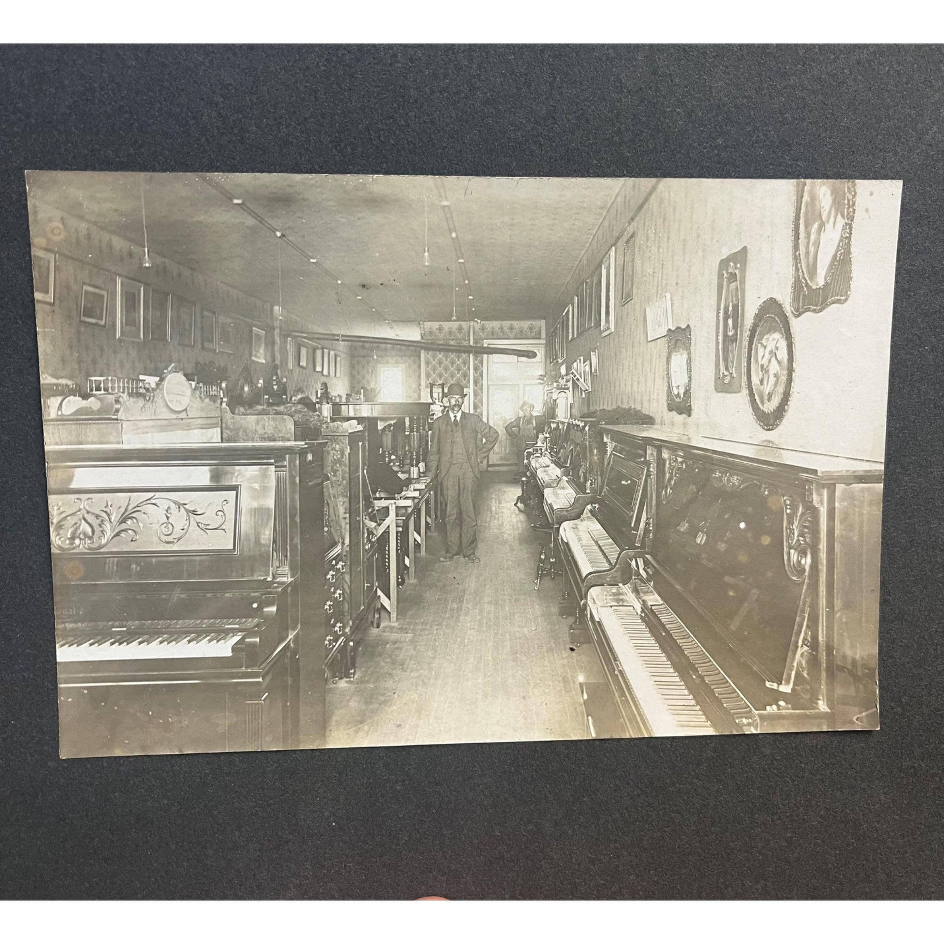 Rare Antique Cabinet Real Photo Interior Music Store Piano Retail