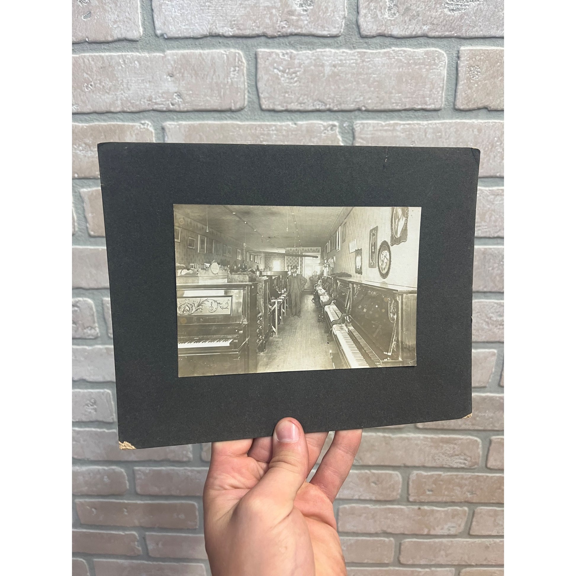 Rare Antique Cabinet Real Photo Interior Music Store Piano Retail