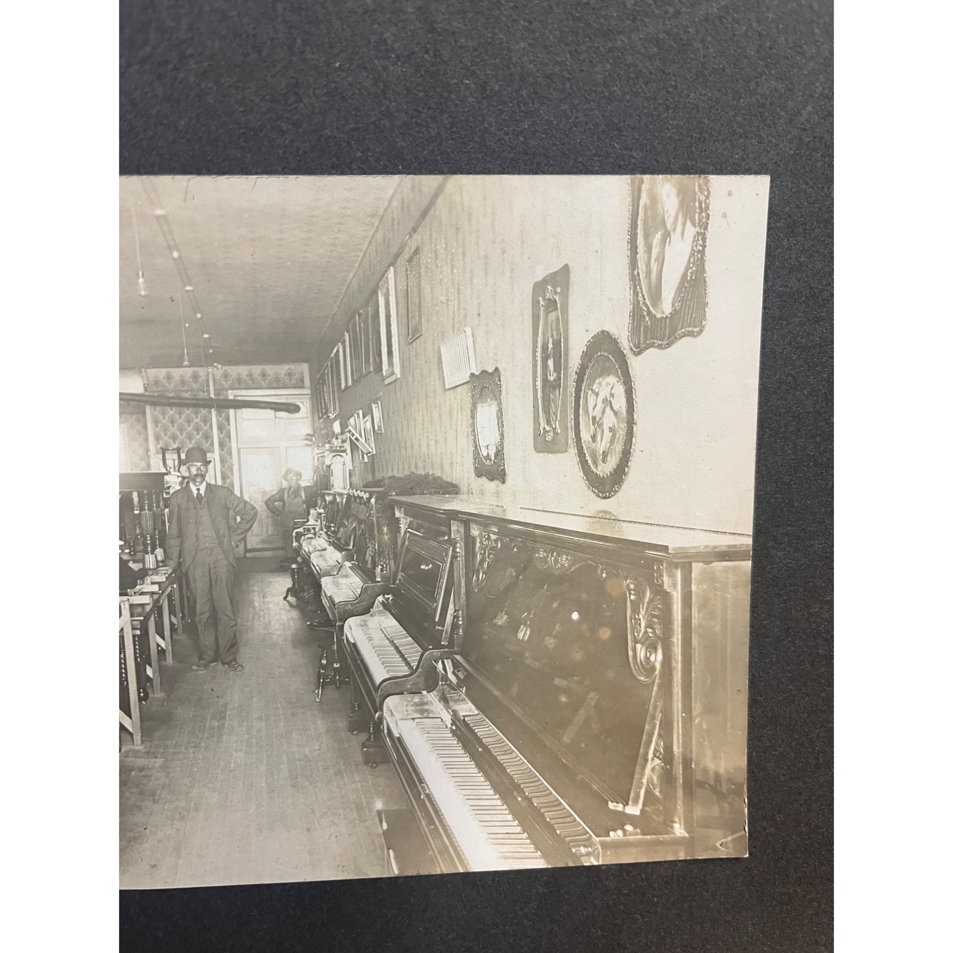 Rare Antique Cabinet Real Photo Interior Music Store Piano Retail