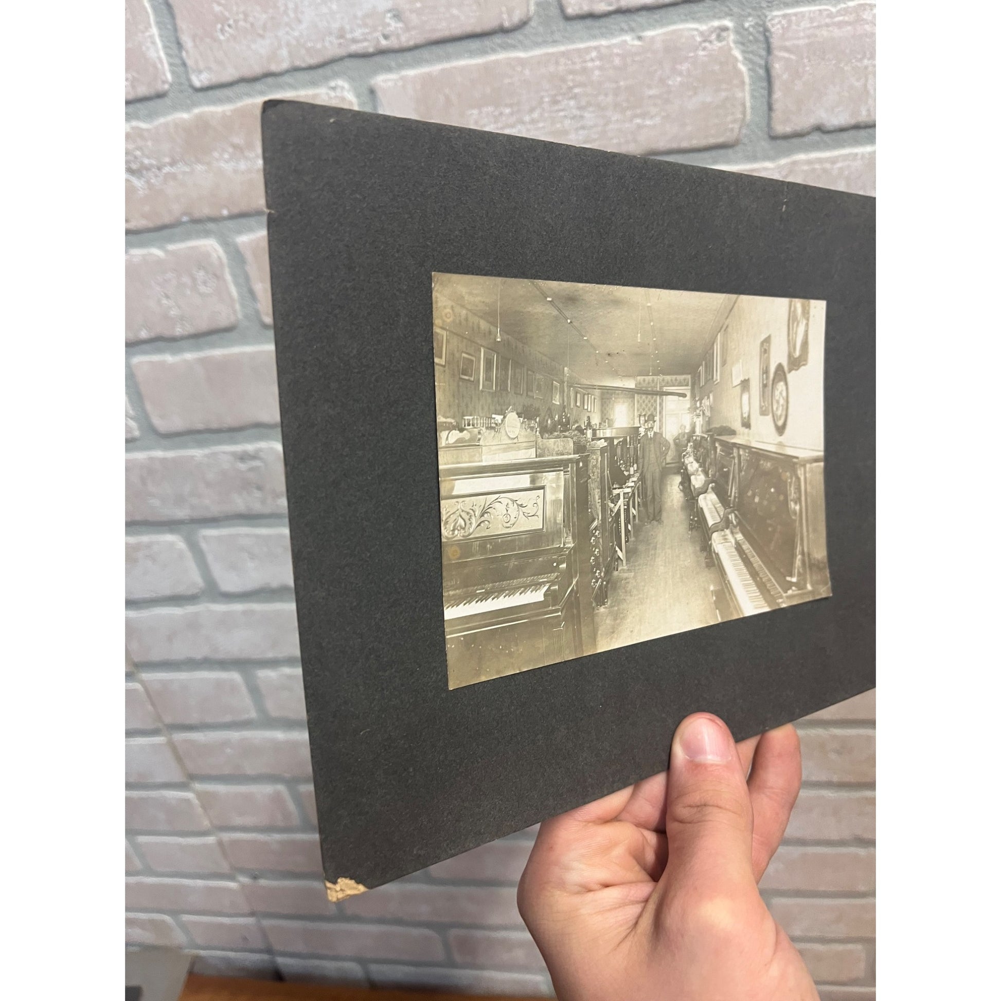 Rare Antique Cabinet Real Photo Interior Music Store Piano Retail