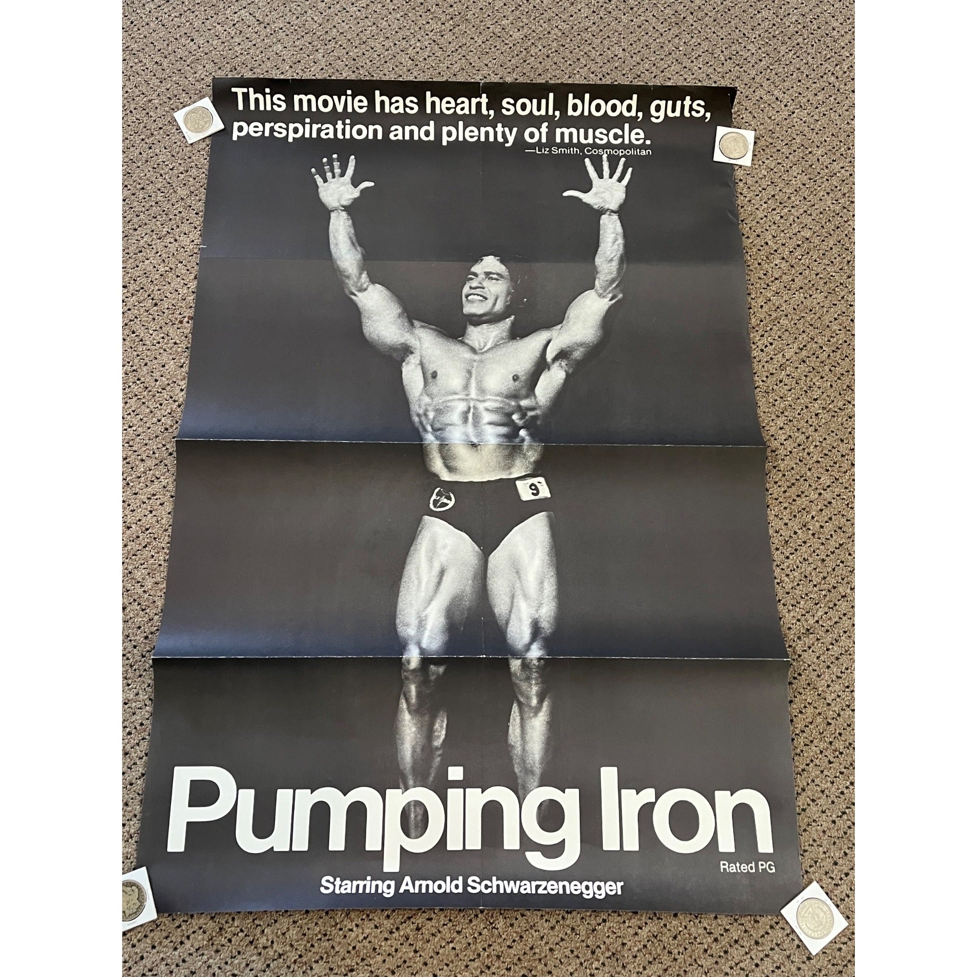 RARE Vintage 1977 Arnold Schwarzenegger Pumping Iron Original Movie Poster 27x41