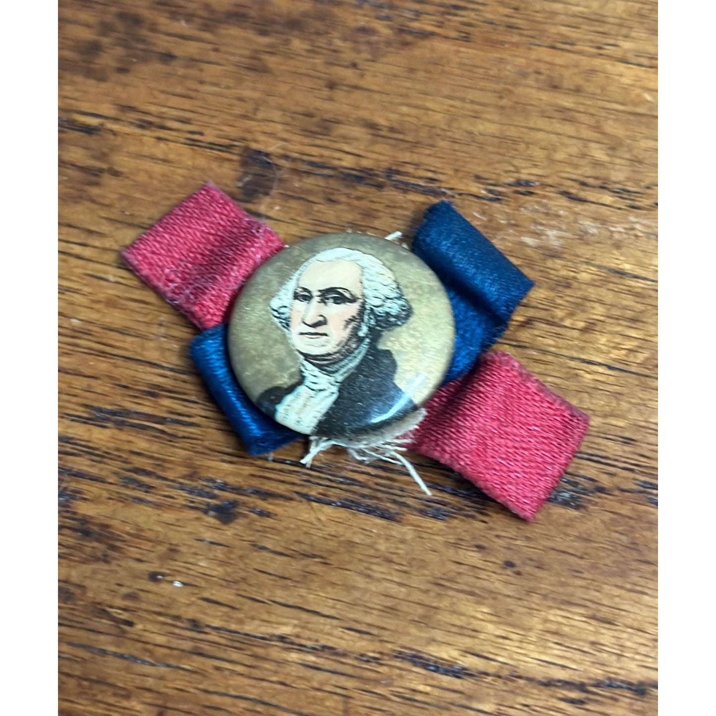 Vintage George Washington Early 1900s Gold Portrait Bust Pinback Button Pin