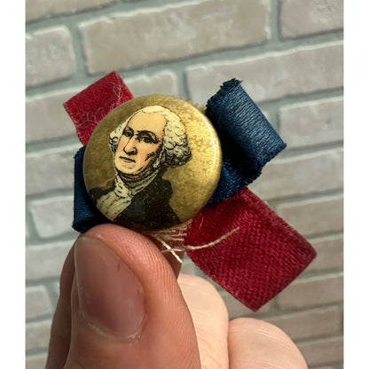 Vintage George Washington Early 1900s Gold Portrait Bust Pinback Button Pin