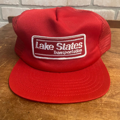 LAKE STATES TRANSPORTATION TRUCKER RETRO SNAPBACK HAT REDE USA MADE