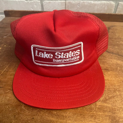 LAKE STATES TRANSPORTATION TRUCKER RETRO SNAPBACK HAT REDE USA MADE