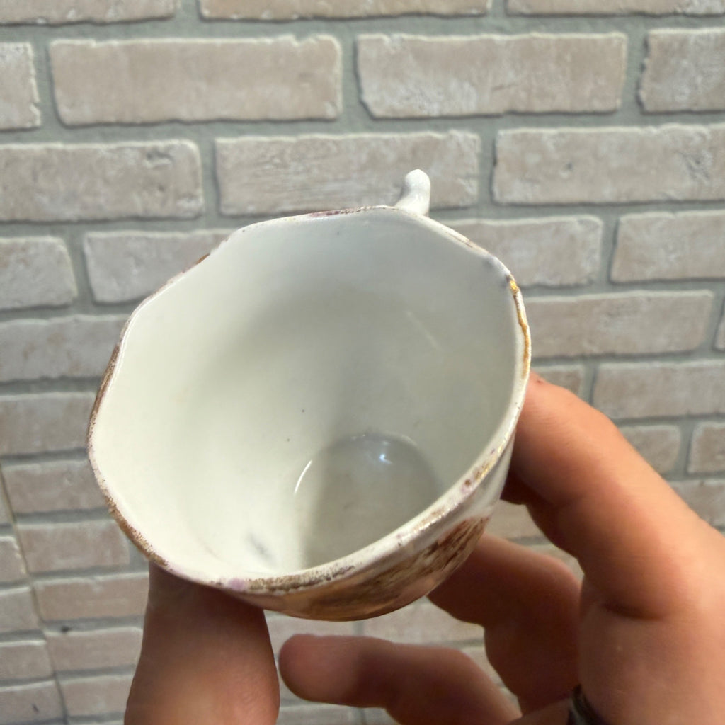 Mini Victorian Painted Child's Tea Cup and Saucer Set 2-1/4" tall