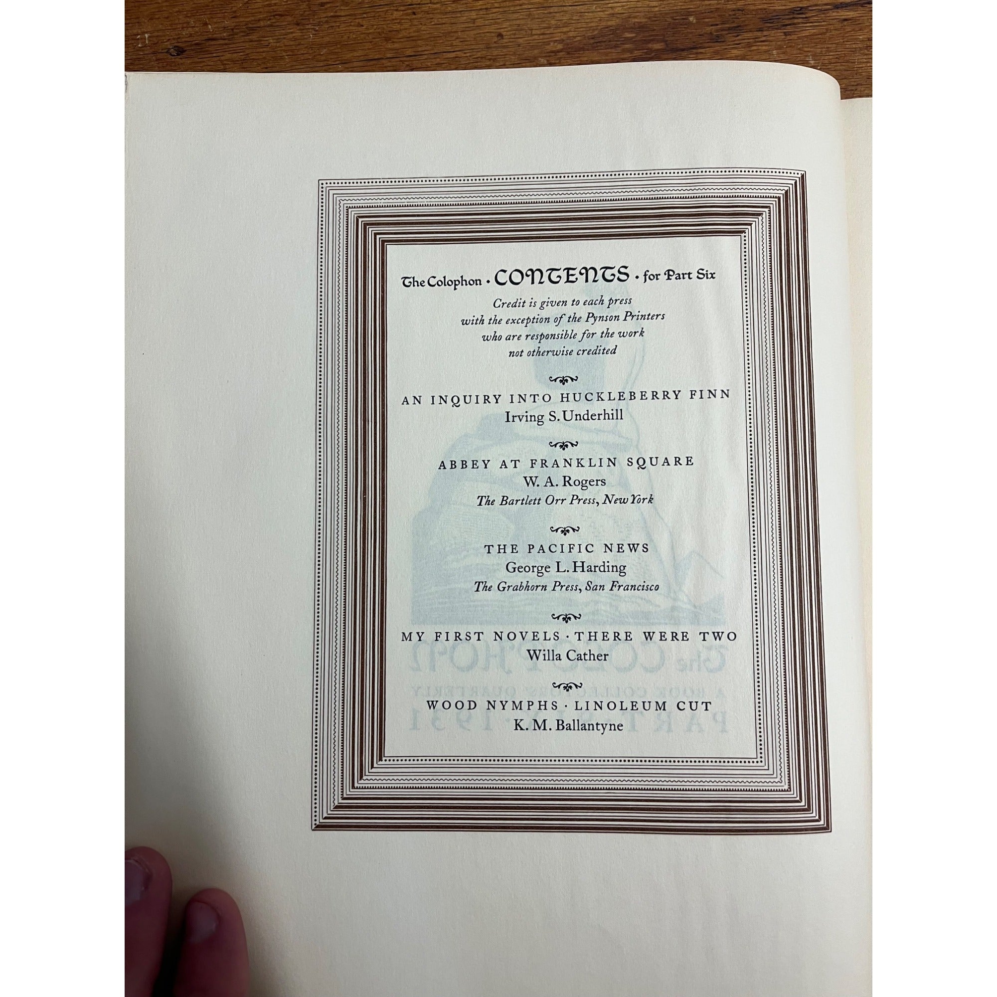 Old THE COLOPHON BOOK COLLECTORS QUARTERLY #6 1931 HUCKLEBERRY FINN LITERATURE +