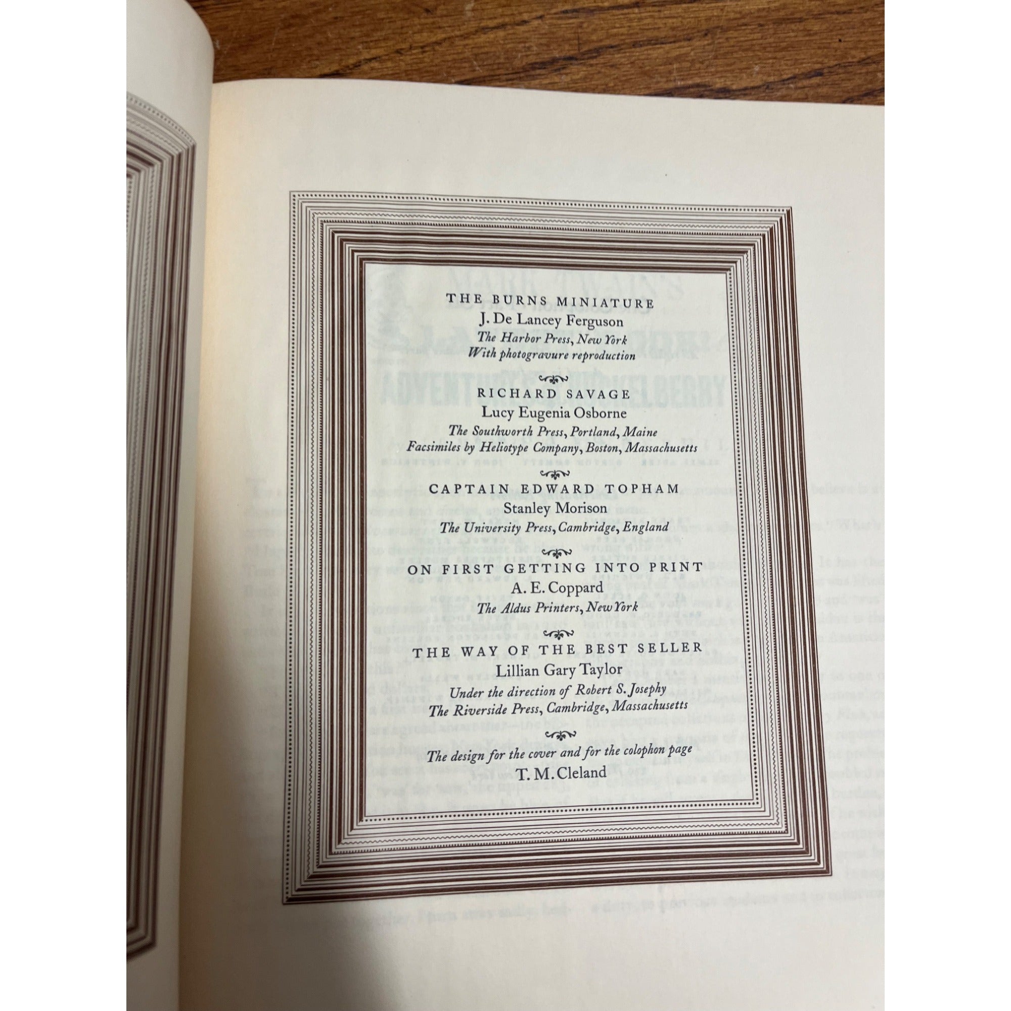 Old THE COLOPHON BOOK COLLECTORS QUARTERLY #6 1931 HUCKLEBERRY FINN LITERATURE +