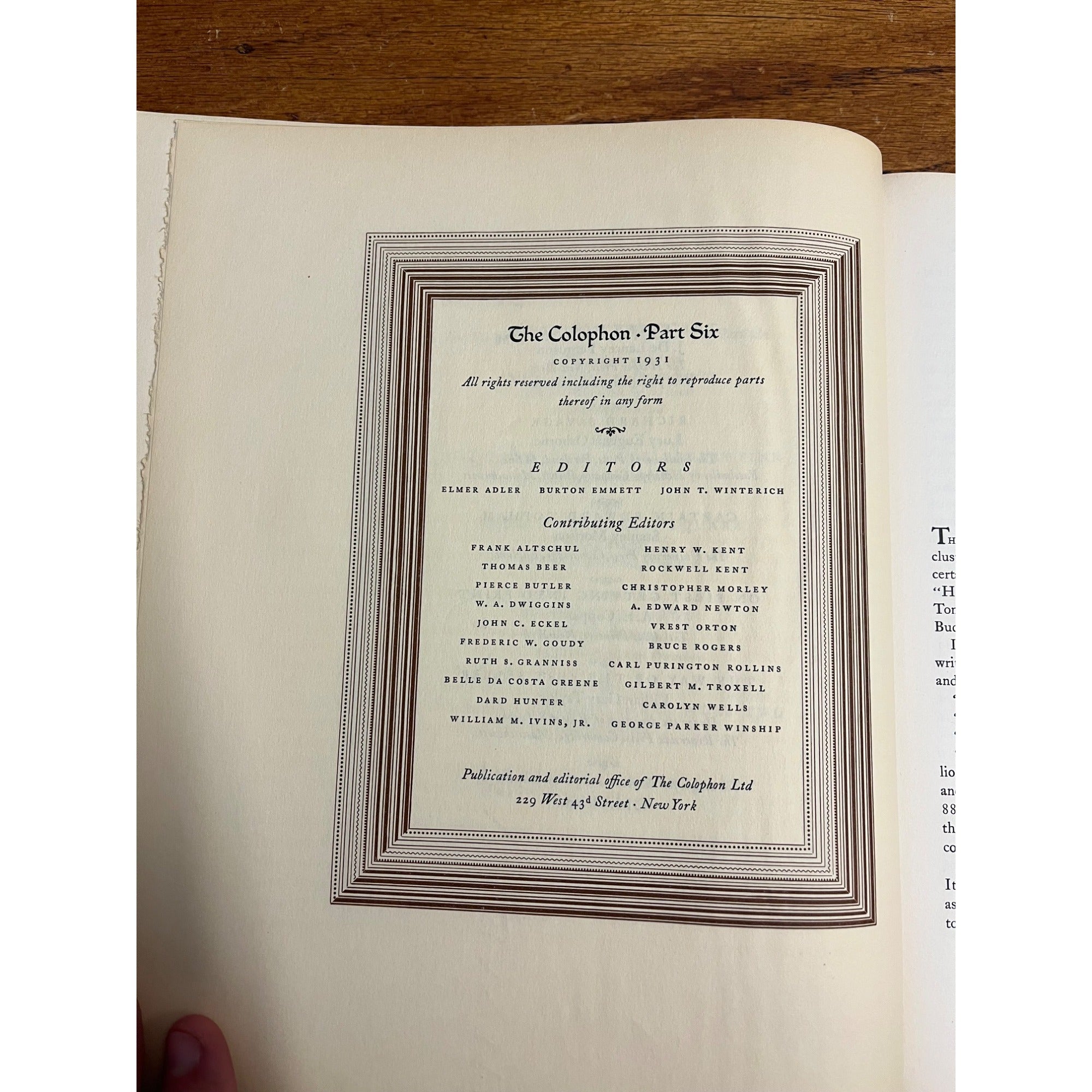 Old THE COLOPHON BOOK COLLECTORS QUARTERLY #6 1931 HUCKLEBERRY FINN LITERATURE +