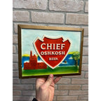 RARE Vintage 1960s Chief Oshkosh Beer Plaster Chalkware Beer Sign Advertising WI