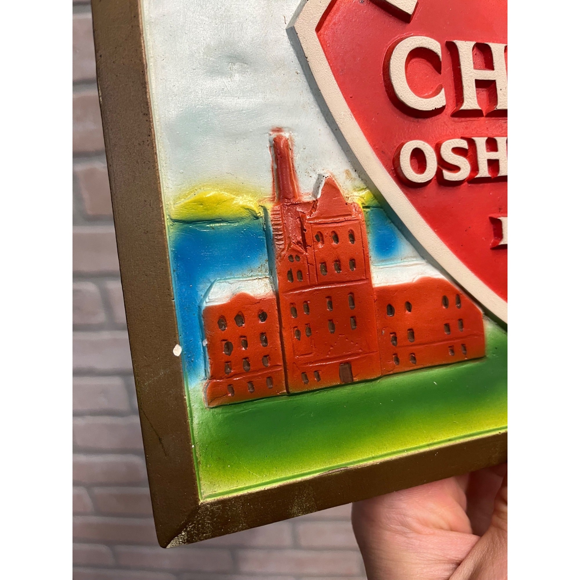 RARE Vintage 1960s Chief Oshkosh Beer Plaster Chalkware Beer Sign Advertising WI