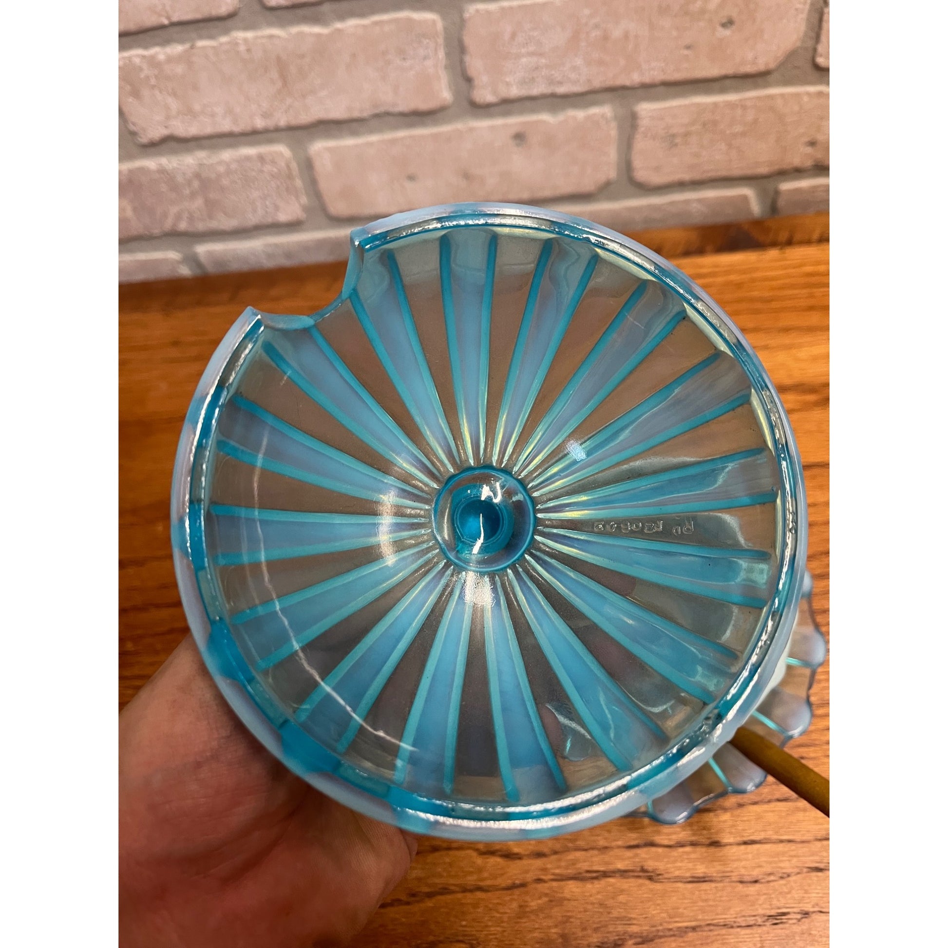 EAPG c1889 Davidson Blue Pearline Brideshead Covered Butter Dish - As-Is